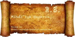 Mihályk Beatrix névjegykártya